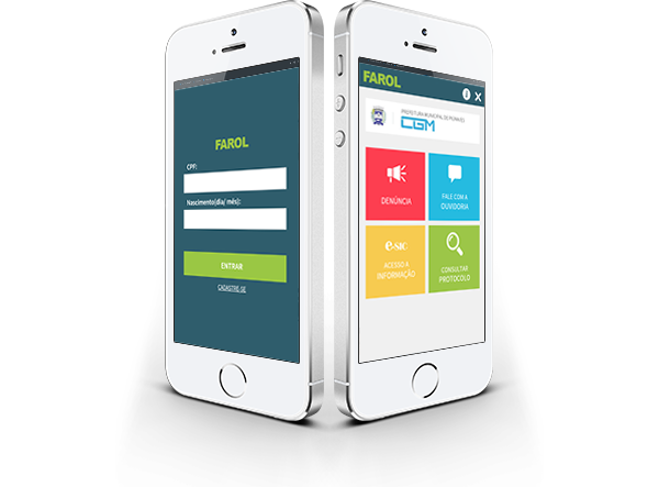 Imagem mostrando o Aplicativo Farol na tela do smartphone